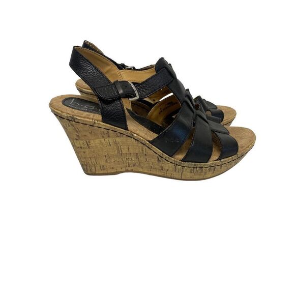 Born Concepts Black Leather Wedge Sandals - Picture 13 of 13